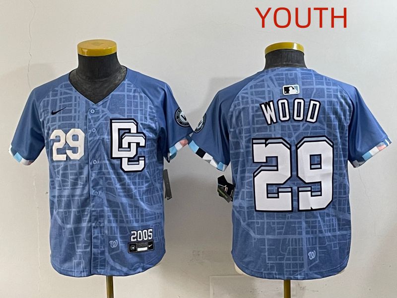 Youth 2025 Washington Nationals #29 Wood Blue Joint Name Nike MLB Jersey style 2